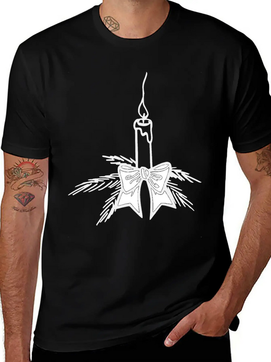 A Candle With A Bow Essential Cotton Tee For Daily Outfits – Unisex Style
