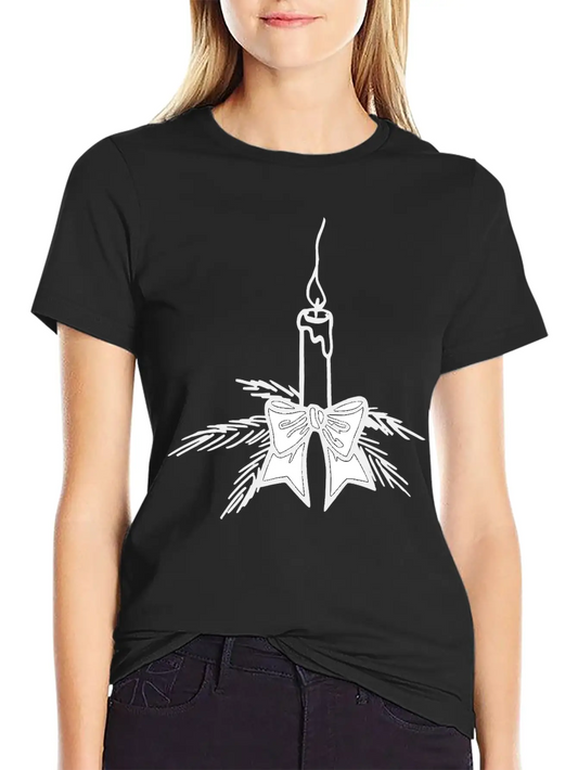 A Candle With A Bow Essential Cotton Tee For Daily Outfits – Unisex Style